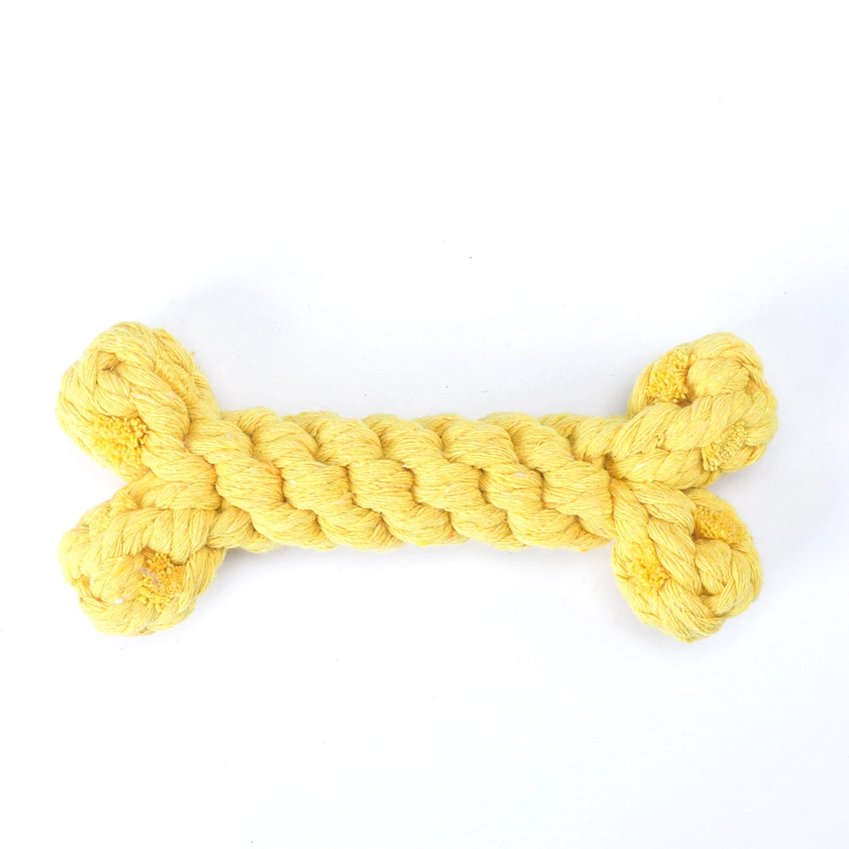 Cotton Rope Bone Dog Toy - Durable & Dental - Yellow