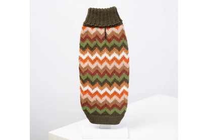 Dog Sweater - Forest Chevron Knit Alpaca Dog Sweater