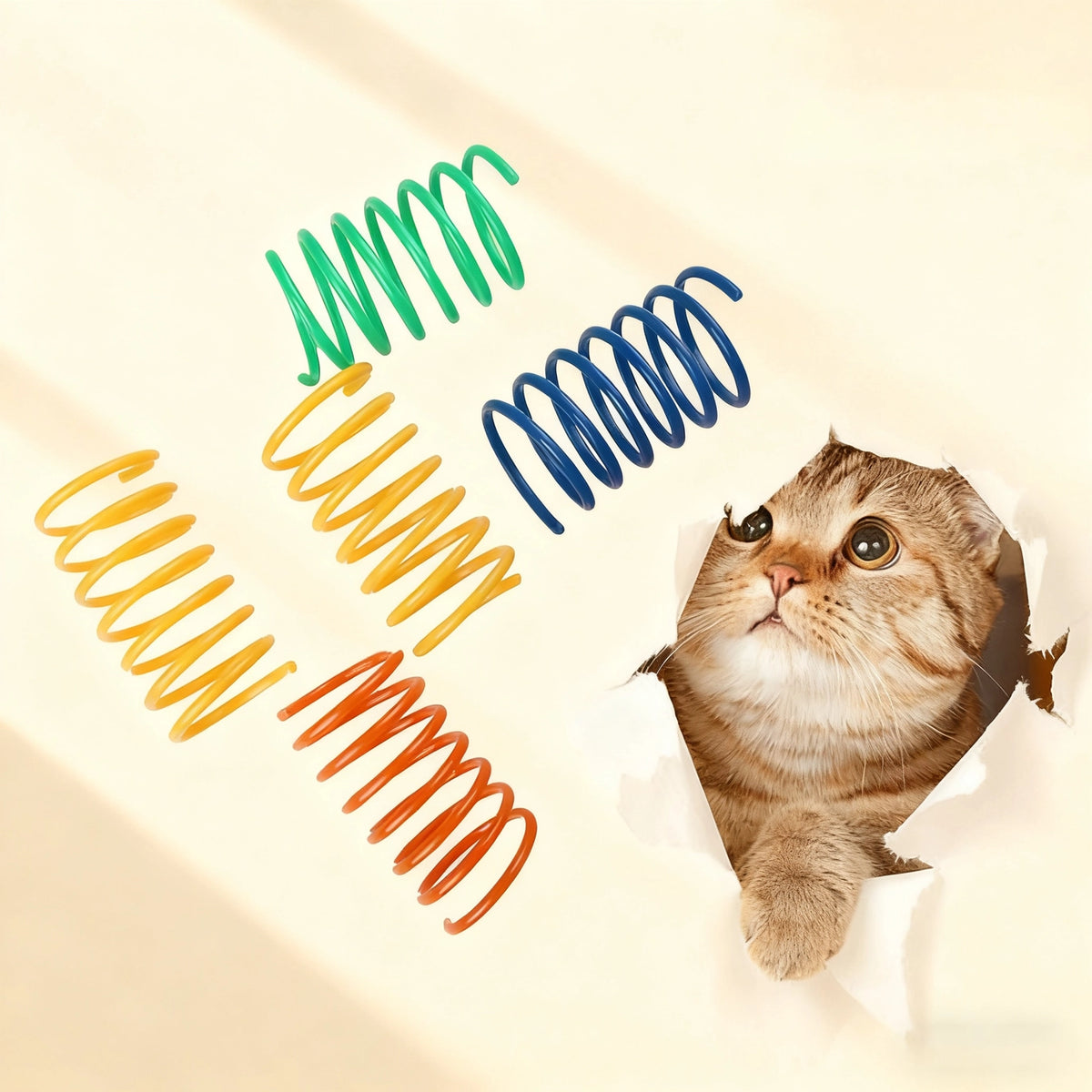 Colorful Spring Cat Toy - Bounce Ball Pet Toy - Pack of 5