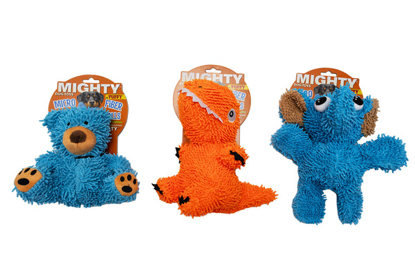 Micro Ball Durable Toys - One Size Option - Orange T-Rex, Blue Teddy Bear & Blue Elephant