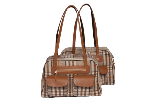 Dog Carrier - Winter - Cashmere Dog Carrier - Beige Plaid