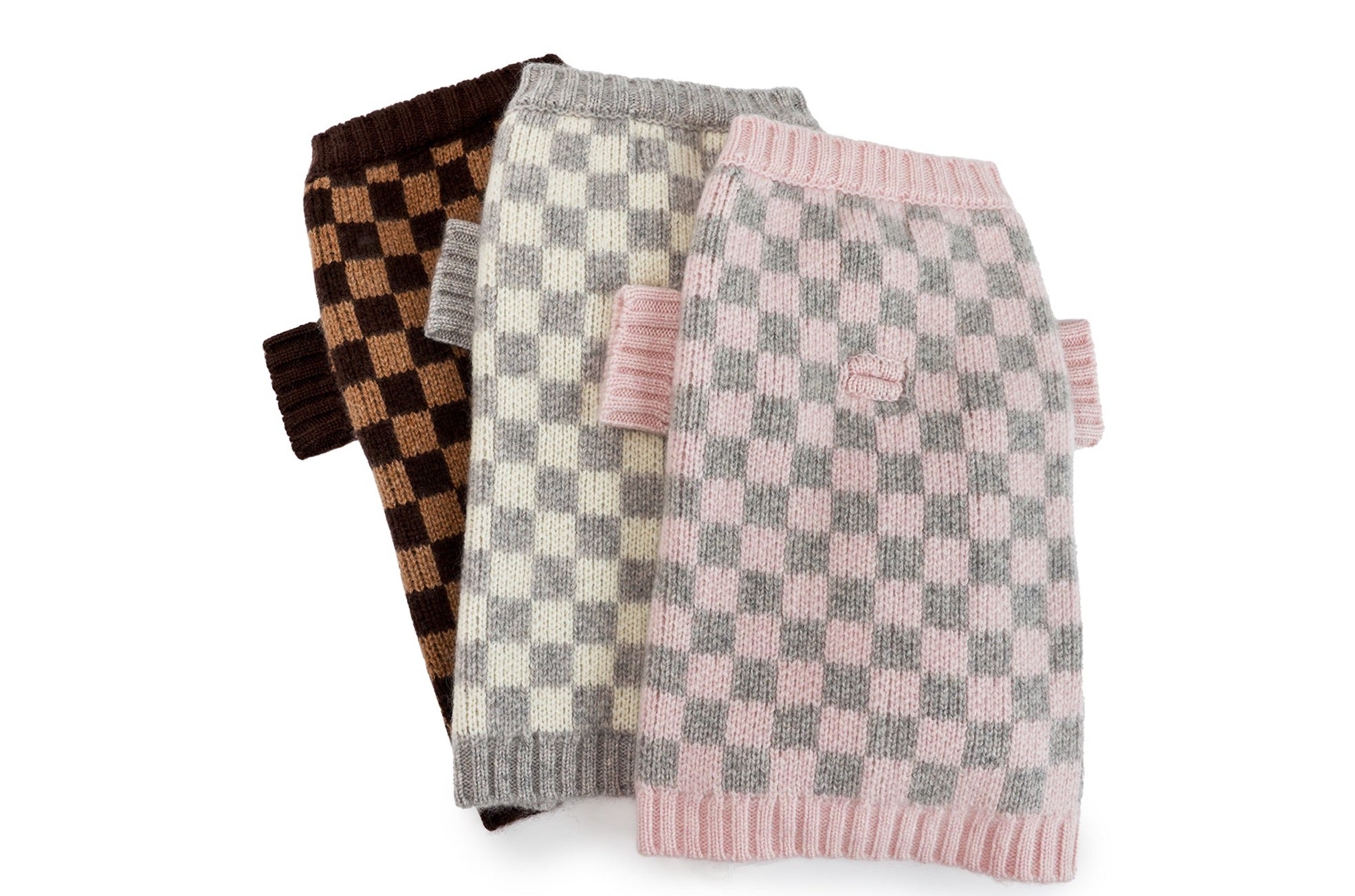 Cashmere Sweaters - Checkered Dog Sweater - 3 Color Options
