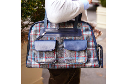 Dog Carrier - Winter - Cashmere Dog Carrier - Gray & Blue Plaid
