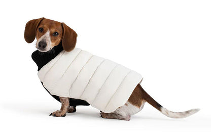 Cashmere/Down - Dog Sweater - Lilly Bird Puffer Sweater - White/Black