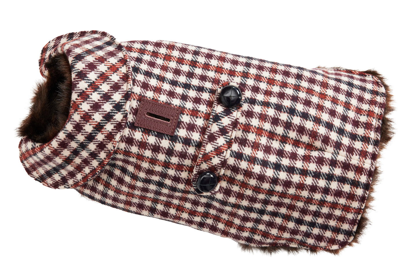 Couture Wool Coat - Brown & Burgundy Plaid