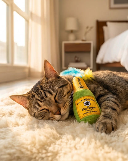 Cat Toy - Kitty Clicquot (Bottle & Caviar) Catnip Toys