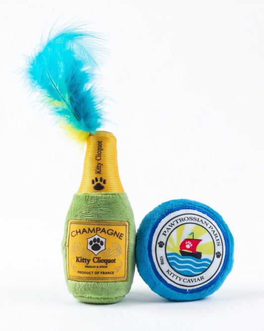 Cat Toy - Kitty Clicquot (Bottle & Caviar) Catnip Toys