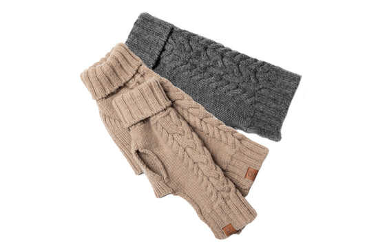 Chunky Warm Gray or Natural Lambs-Wool Dog Sweater U.S.A.