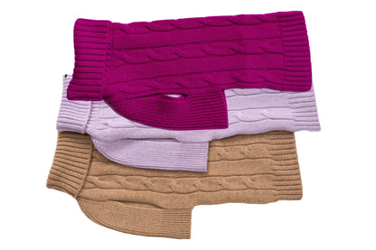 Cashmere Dog Solid Sweater - Lavender, Oatmeal & Fuschia