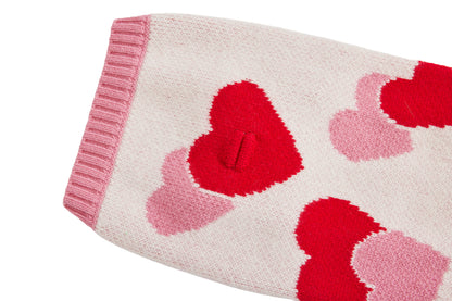 Cashmere Dog Sweater - Hearts Sweater - 2 Color Option