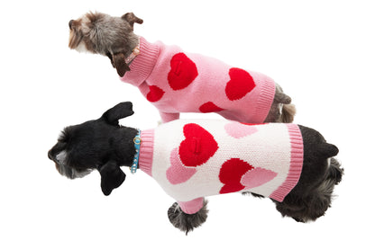 Cashmere Dog Sweater - Hearts Sweater - 2 Color Option