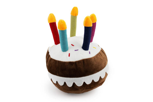 Dog Toy 10" Birthday Cake w/ Squeaker & Crinkle - Dog Toy