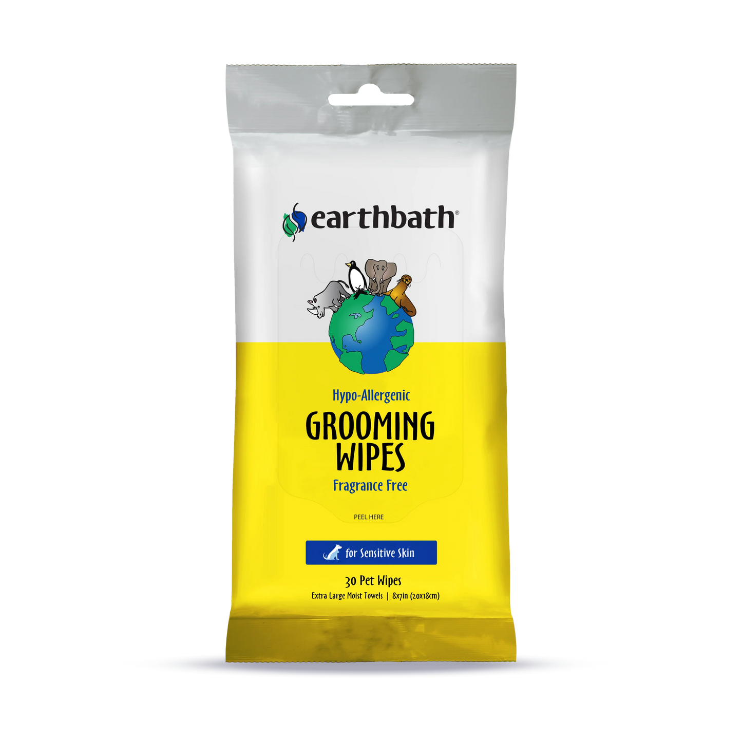 Earthbath® Hypo-Allergenic Travel Grooming Wipes, Fragrance Free, Cleans & Conditions, 30 ct