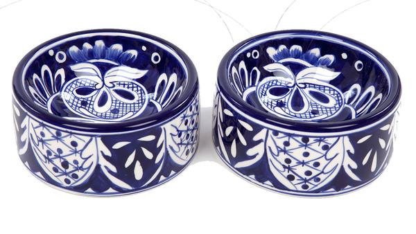 Mexicana Pattern - Blue and White - Dog Bowl