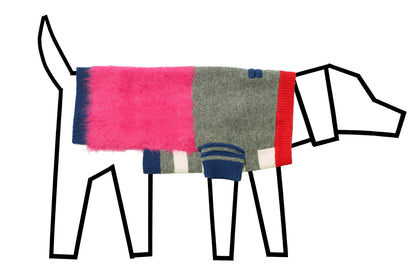 Dog Sweater - Pink/Grey Hairy Crazy Striped Sweater