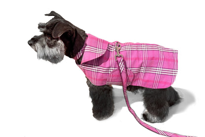 Dog Coat - Raincoat Waxed Blue & Lavender Plaid