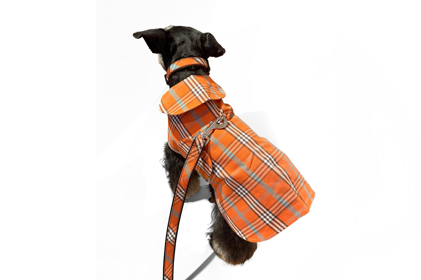 Dog Coat - Raincoat Waxed Orange Plaid