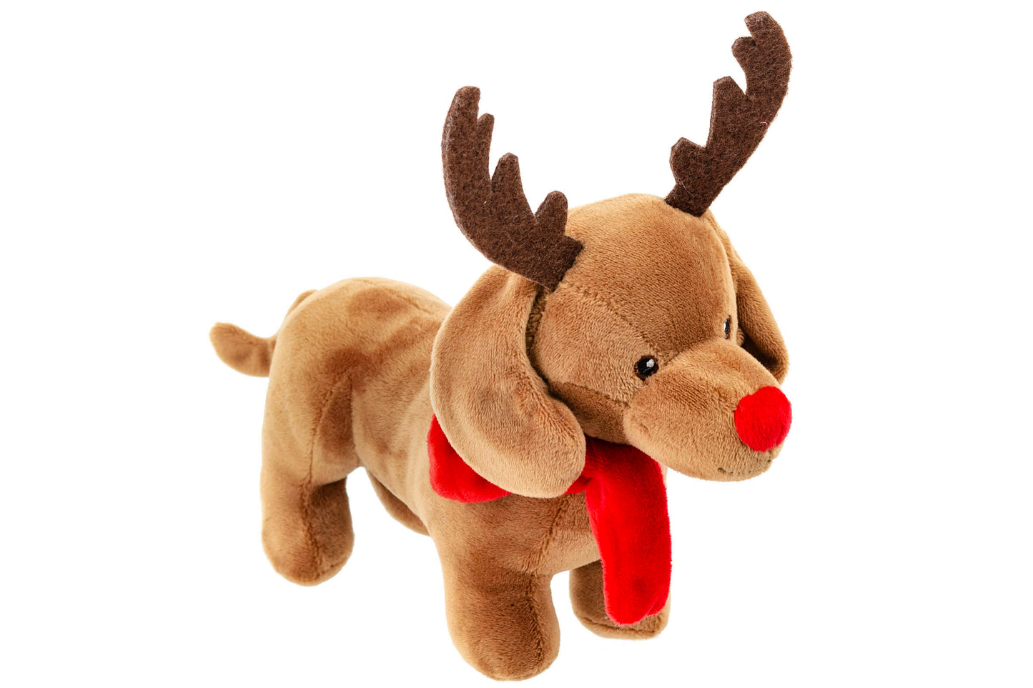 Dachshund With Antlers, Scarf And Honker - 9" - Dog Toy