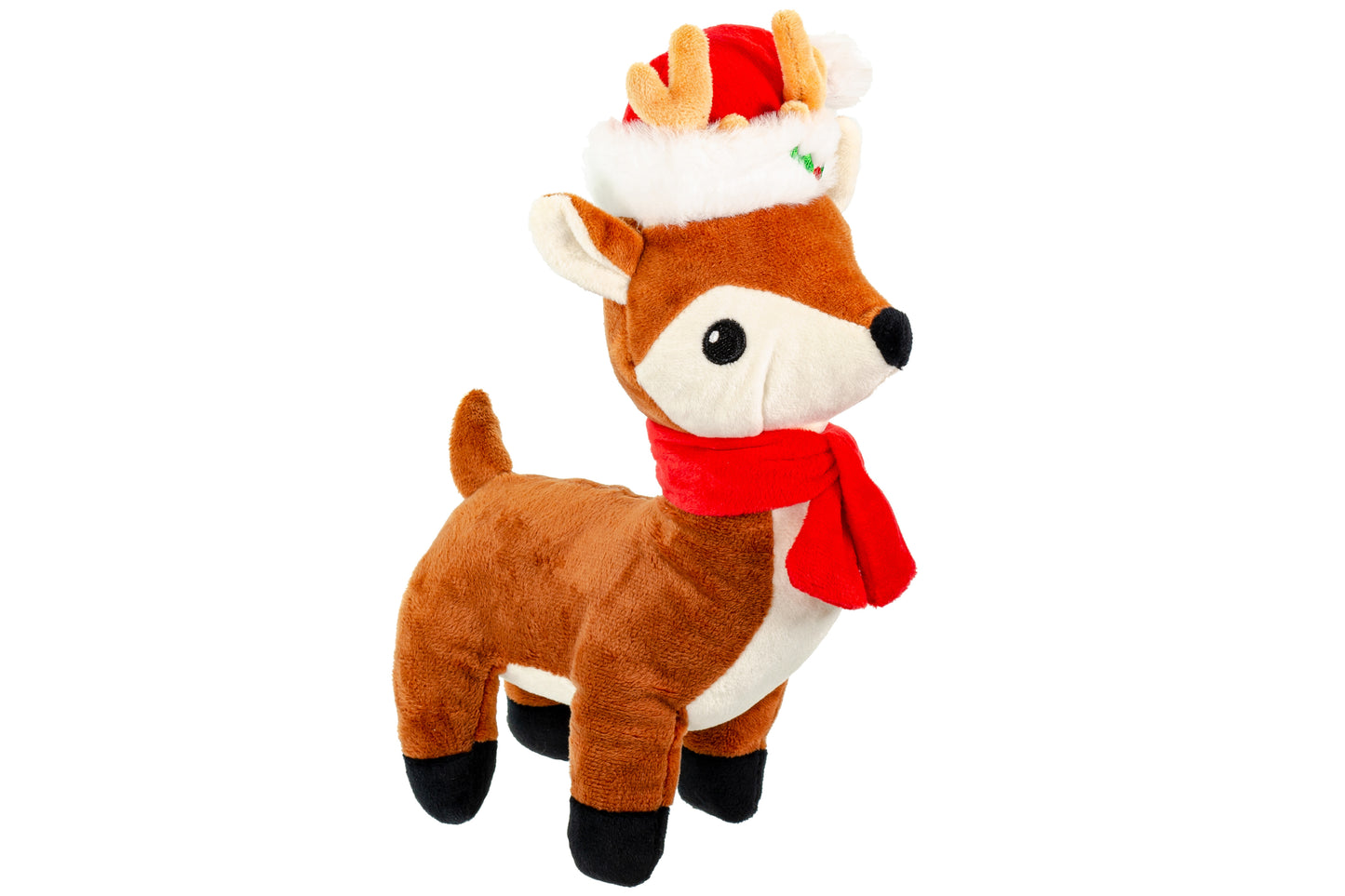 Christmas - Reindeer with Hat & Squeaker - 10" - Dog Toy