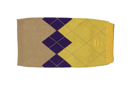 Dog Sweater - Argyle Sweater - Yellow/Purple