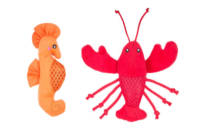 Feline - ZippyClaws Mesh Mates - Seahorse and Lobster - Cat Toy