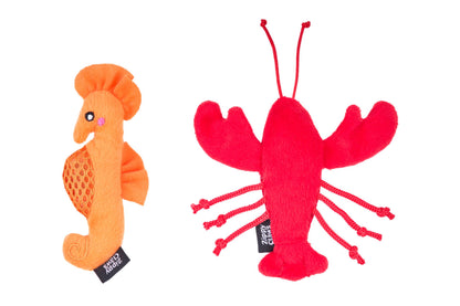 Feline - ZippyClaws Mesh Mates - Seahorse and Lobster - Cat Toy