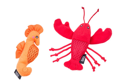 Feline - ZippyClaws Mesh Mates - Seahorse and Lobster - Cat Toy