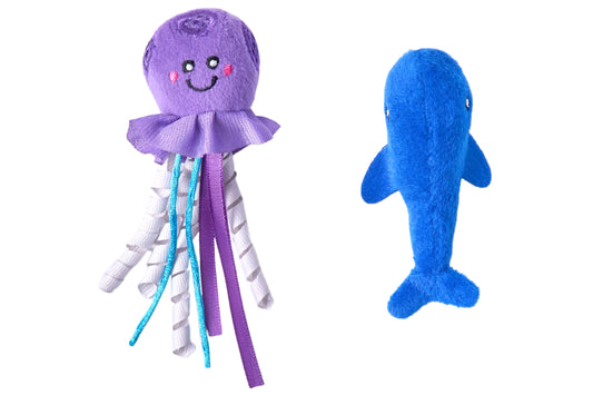 Feline - ZippyClaws Mesh Mates - Jellyfish and Whale - Cat Toy