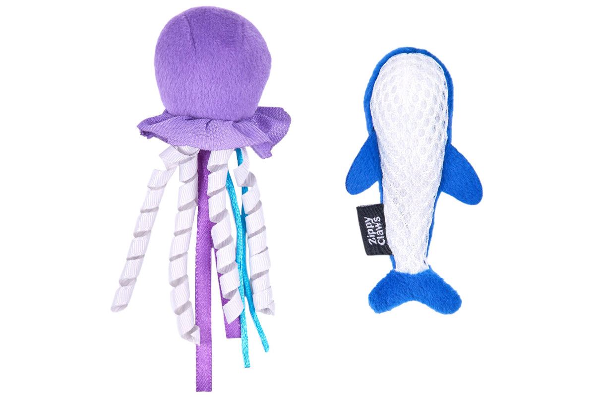 Feline - ZippyClaws Mesh Mates - Jellyfish and Whale - Cat Toy