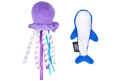 Feline - ZippyClaws Mesh Mates - Jellyfish and Whale - Cat Toy