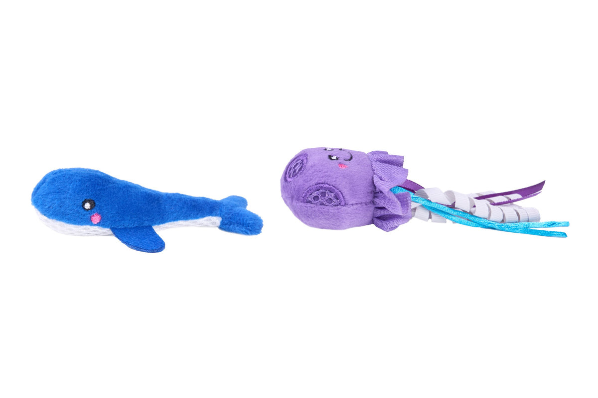 Feline - ZippyClaws Mesh Mates - Jellyfish and Whale - Cat Toy