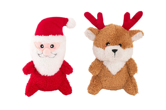 Christmas - Holiday Cheeky Chumz - Santa or Reindeer - Dog Toy