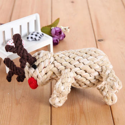 Christmas - Handmade Reindeer Rope Dog Toy - Dental Chew Toy
