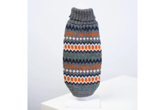 Dog Sweater - Grey Hexagon Alpaca Dog Sweater