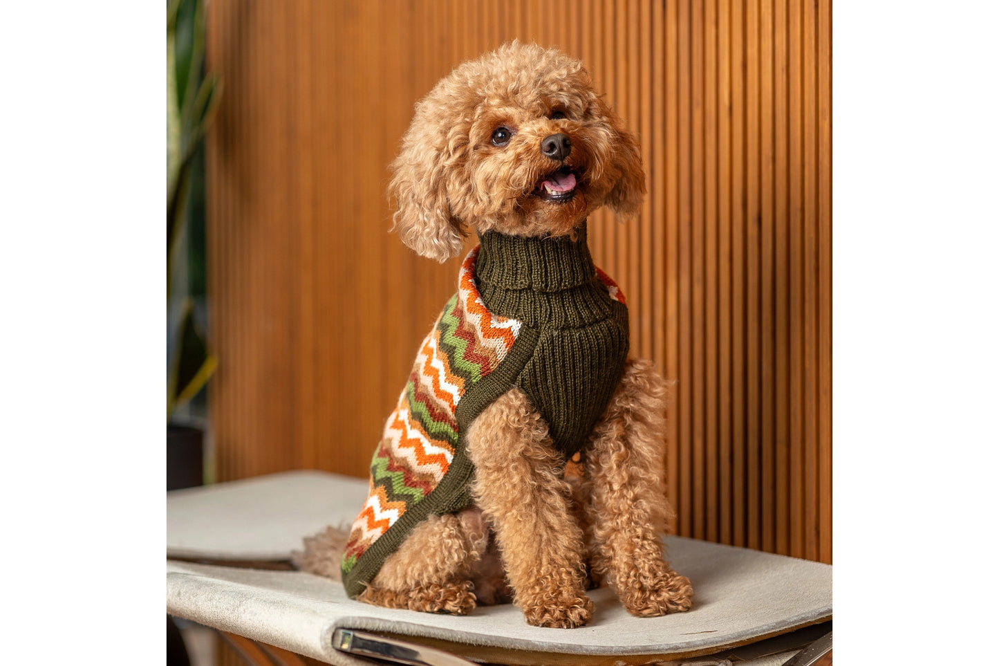 Dog Sweater - Forest Chevron Knit Alpaca Dog Sweater