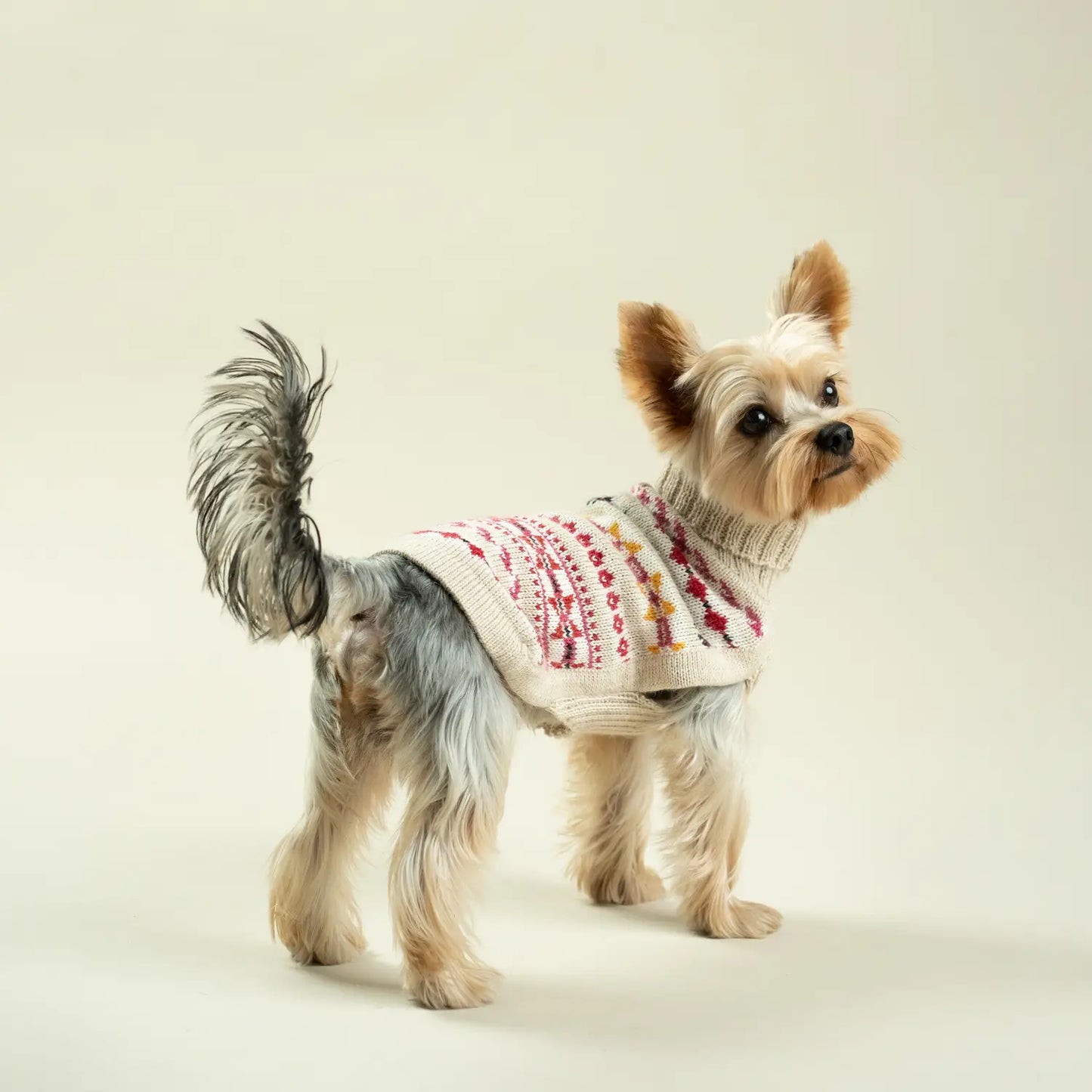 Fair Isle Alpaca Pink & White Dog Sweater