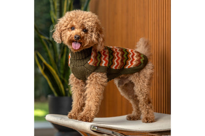 Dog Sweater - Forest Chevron Knit Alpaca Dog Sweater