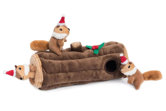 Christmas - Holiday Burrow - Yule Log - Interactive Dog Toy