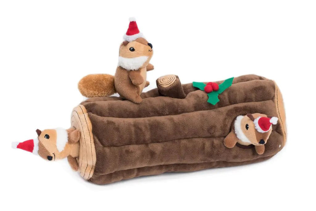 Christmas - Holiday Burrow - Yule Log - Interactive Dog Toy