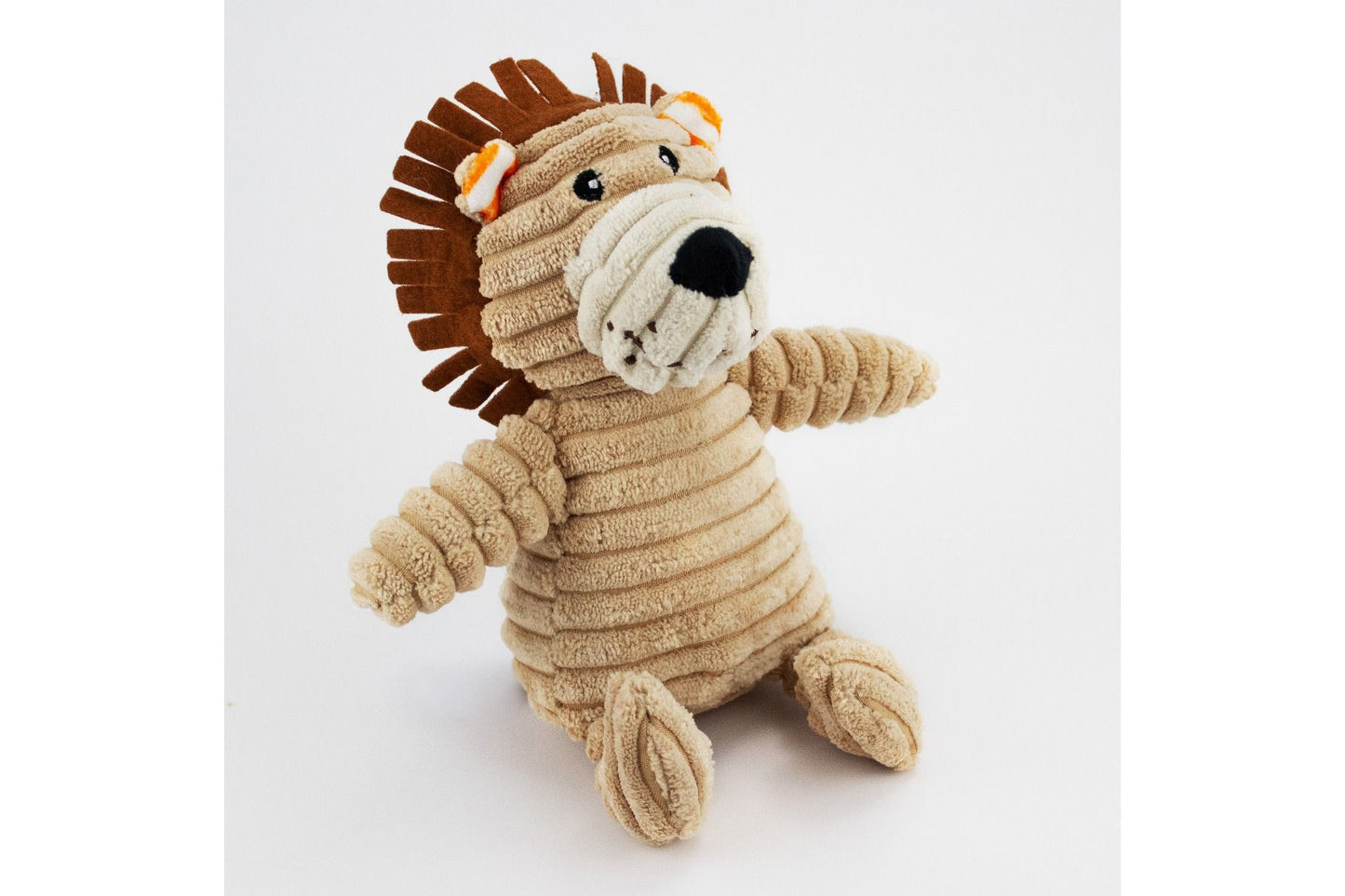 Corduroy Sitting Lion with Squeaker and Crinkle - 9" - Dog Toy
