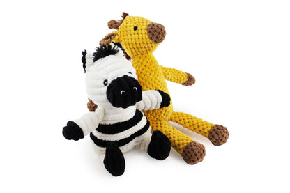 Corduroy Zebra and Giraffe with Squeaker and Crinkle- 7" - Dog Toy