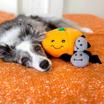 Halloween Burrow - Pumpkin with Bats - Interactive Dog Toy