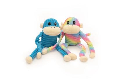 Mini Crinkle Monkey - Small Rainbow or Blue - Dog Toy