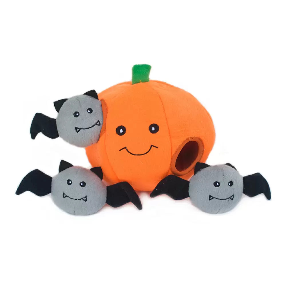 Halloween Burrow - Pumpkin with Bats - Interactive Dog Toy