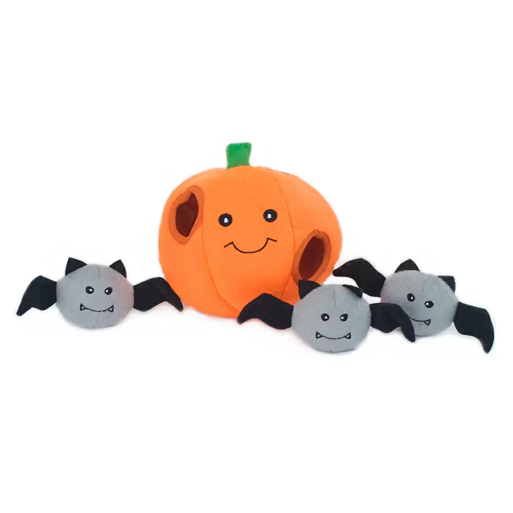 Halloween Burrow - Pumpkin with Bats - Interactive Dog Toy