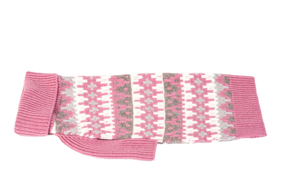 Cashmere Dog Sweater - Geometric Pink