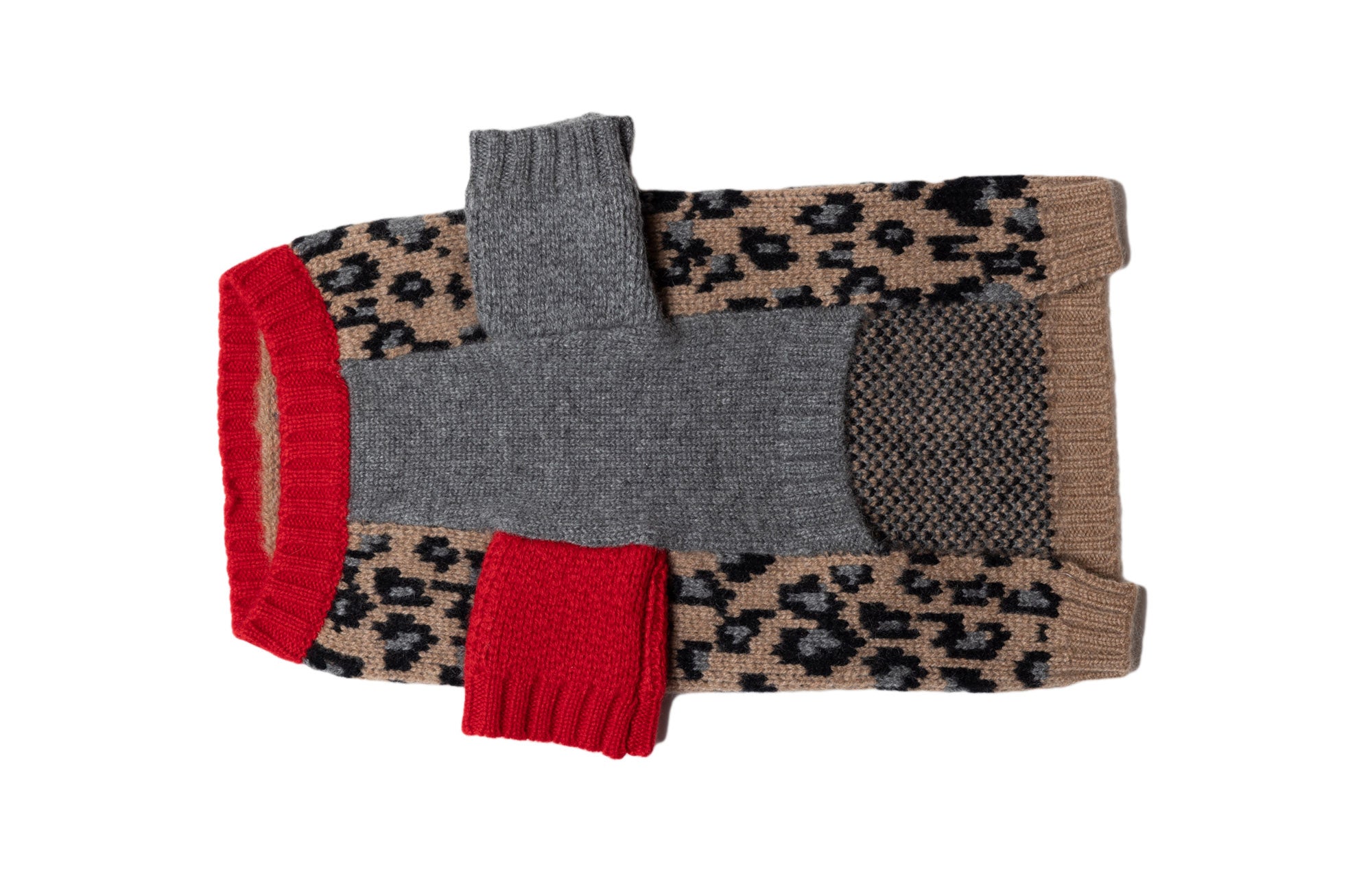 Cashmere Sweaters -  Leopard - Gray or Red Highlights
