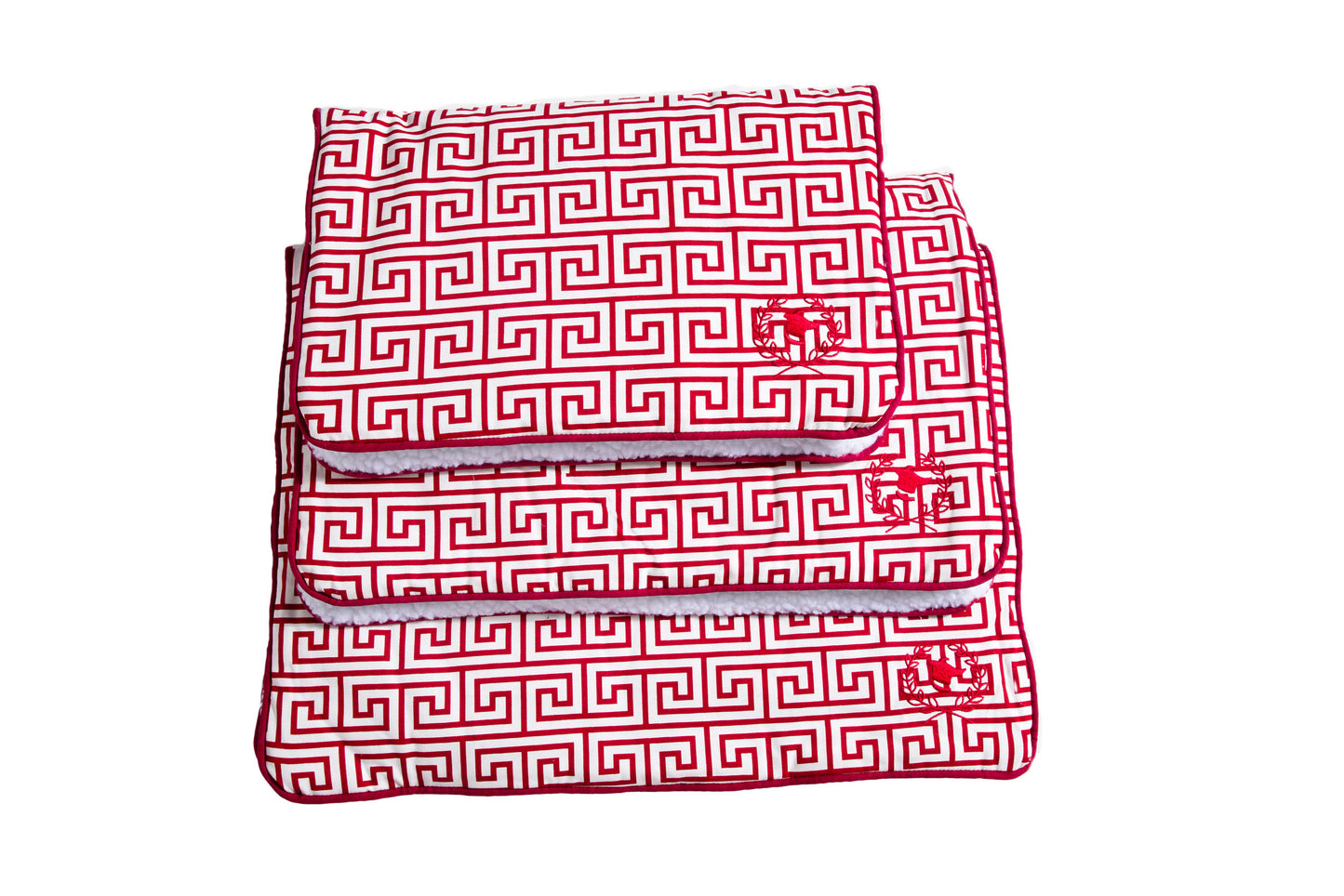 Canine Styles - Crate Mat - Red Canvas Greek Key