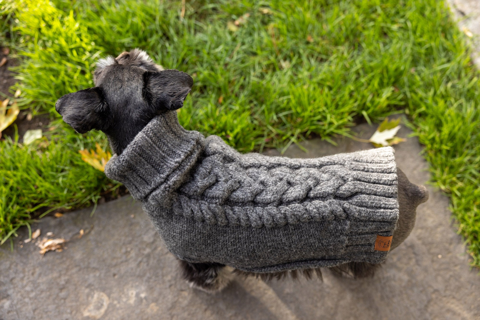 Chunky Warm Gray or Natural Lambs-Wool Dog Sweater U.S.A.