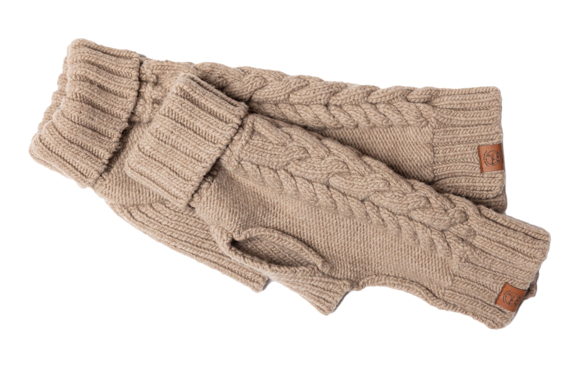 Chunky Warm Gray or Natural Lambs-Wool Dog Sweater U.S.A.